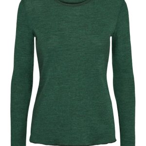 Stickad tröja i merinoull, Dark Green