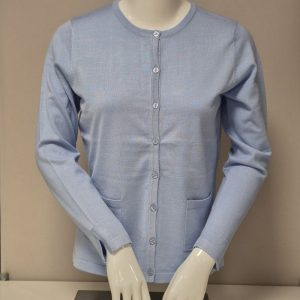 Cardigan tunnstickad Ljusblå