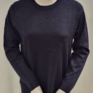 Pullover med mönsterstickning Marinblå