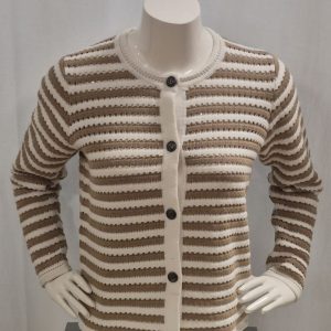 Cardigan Randig Camel/Offwhite