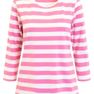 T-shirt 3/4 ärm randig Rosa