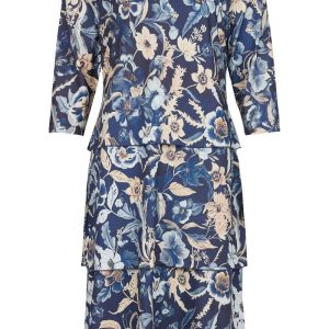 Klänning volang mönstrad royal blue