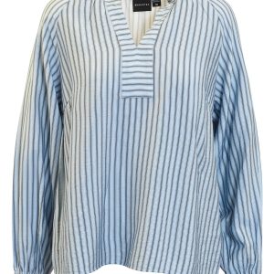 Blus med kinakrage himmelsblå