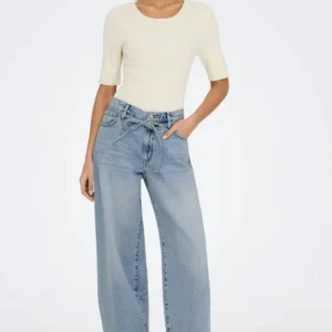 ONLY - GIANNA MW STAIGHT DOT450 - LIGHT BLUE DENIM