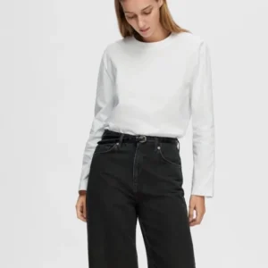 SELECTED FEMME - ESSENTIAL LS BOXY TEE - BRIGHT WHITE