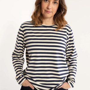 DaneJUBII Topp i bomull/modal-trikå, Dark Navy/Chalk