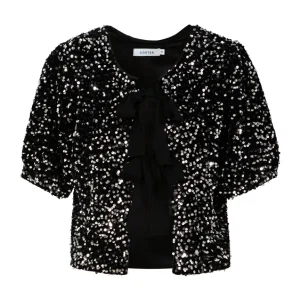 PALJETTJACKA MED BAND - Black/ silver