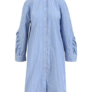 SKJORTKLÄNNING MED DEKONSTRUERADE ÄRMAR - Ice blue/white stripe