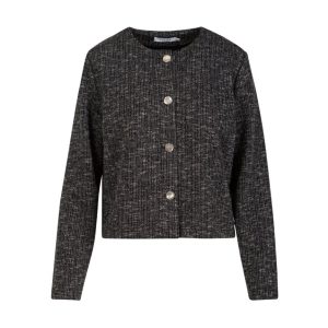 STICKAD JACKA MED KNAPPAR - Black/grey mix