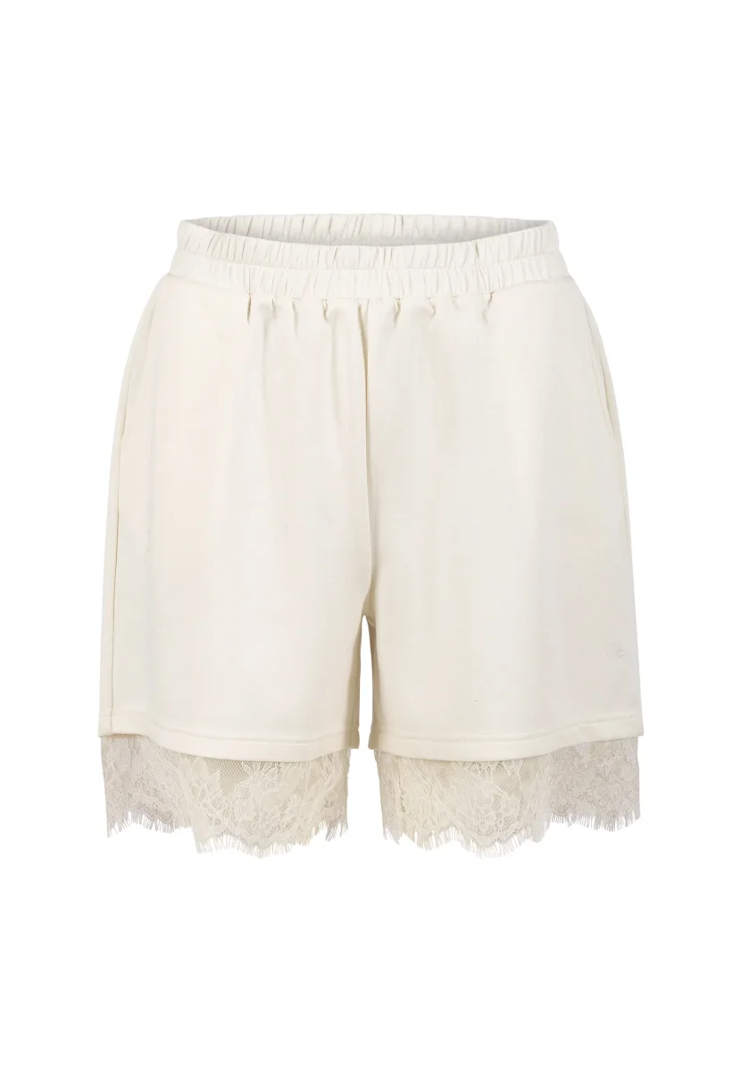 Sweat shorts with lace - Sille fit - Creme - Bild 2