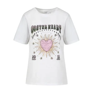 T-TRÖJA MED COSTER HJÄRTTRYCK - Pink heart / white