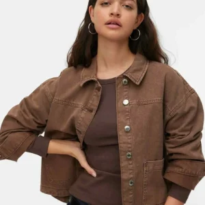 VEROMODA - JAMIE LS DENIM SHACKET - CHOCOLATE TORTE/WASHED