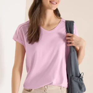 Cecil - Rosa t-shirt med resårfåll