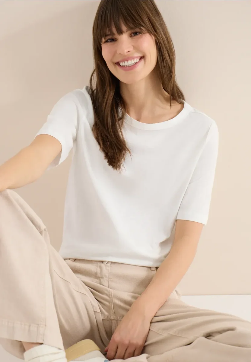 Cecil - Off white slubyarn t-shirt i ren bomull - Bild 2