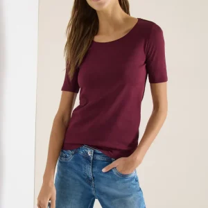 Cecil - Vinröd t-shirt eko bomull
