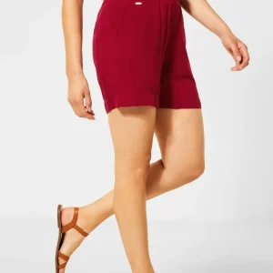 Street One - Vinröda paperbag shorts