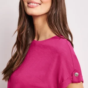 Street One - Cerise T-shirt med knappdetalj