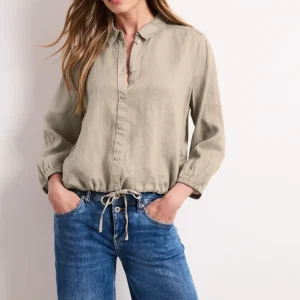 Street One - Beige linneblus med dragsko